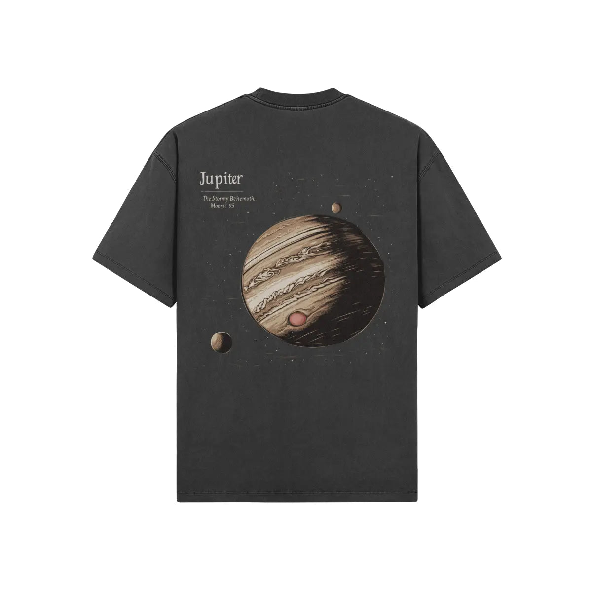 Unisex Oversized Crew Neck T-shirt with Jupiter Back Print in Dark Gray PODpartner