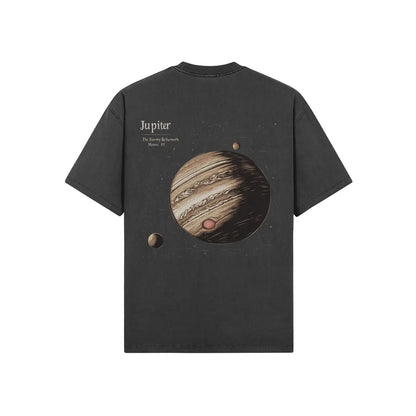 Unisex Oversized Crew Neck T-shirt with Jupiter Back Print in Dark Gray PODpartner