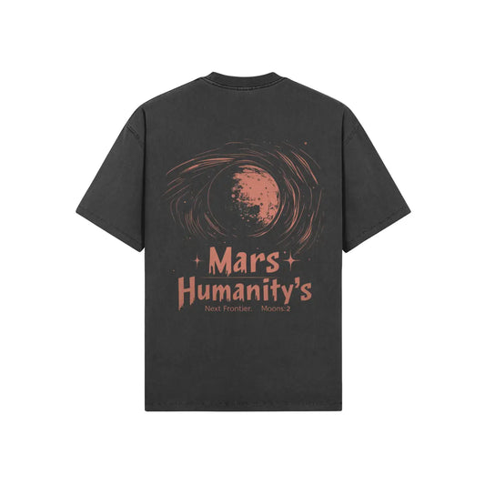 Unisex Oversized Crew Neck T-shirt with Mars Back Print in Dark Gray PODpartner