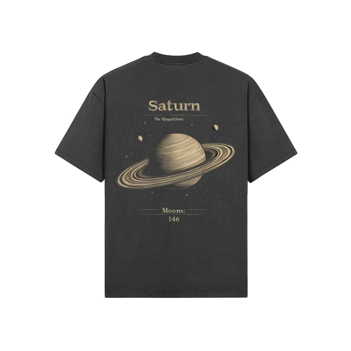 Unisex Oversized Crew Neck T-shirt with Saturn Back Print in Dark Gray PODpartner